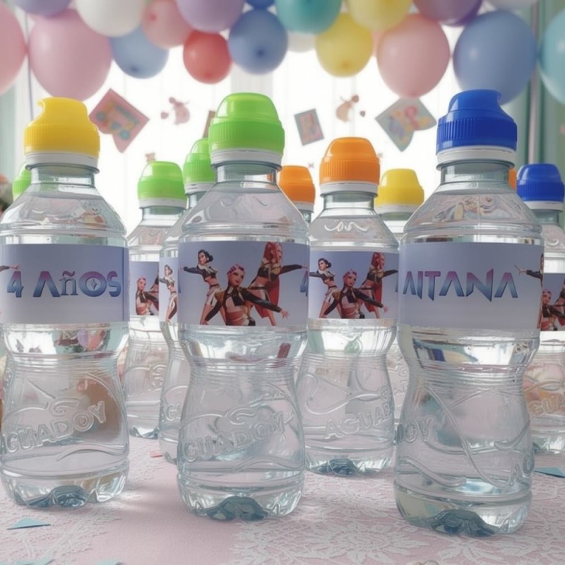 Etiqueta Personalizada para Botella de Agua | Temática K-pop "Huntrix"