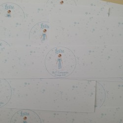 Etiqueta Personalizada para Botella de Agua | Comunión Niña Lazo Azul