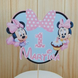 Cake Topper 3D Baby Minnie Mouse Disney | Decoración de Tartas Personalizada