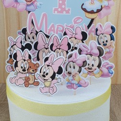 Cake Topper Personalizado Minnie Mouse | Decoración Elegante para Tartas