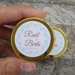 Bálsamo Labial en Lata para Bodas | Detalle Botánico Personalizado