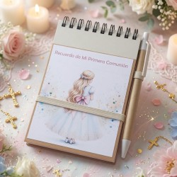 Cuaderno A6 con Bolígrafo Niña Comunión | Detalles de Invitados