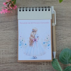 Cuaderno A6 con Bolígrafo Niña Comunión | Detalles de Invitados