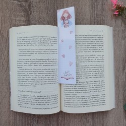 Marcapáginas Sencillo Chica Castaña con Libro | Puntos de Libro