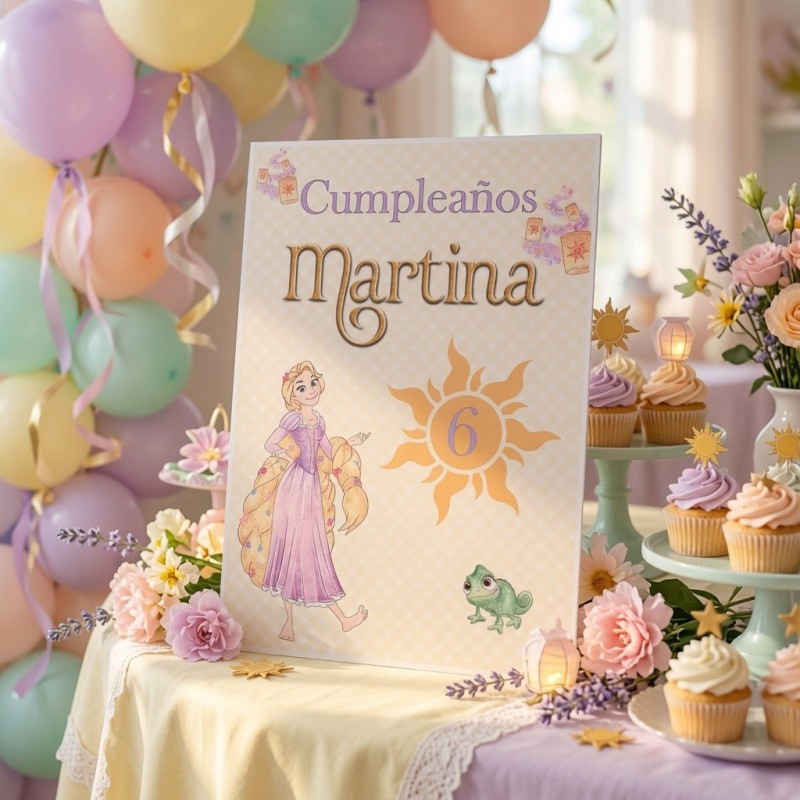 Letrero A4 de Bienvenida Rapunzel Disney | Decoración de Eventos