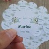 Etiqueta Religiosa Cruz Verde | Pegatina Personalizada Bautizo y Comunión