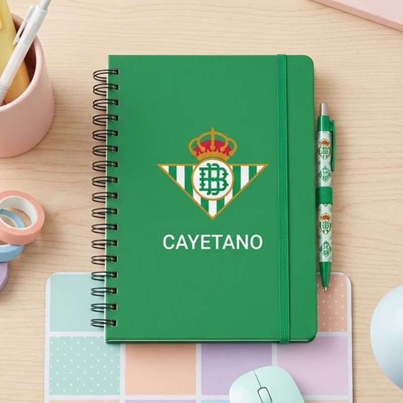 Cuaderno A5 con Bolígrafo Fútbol Betis | Regalos de Fútbol
