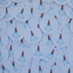 Etiqueta Redonda Comunión Niña Lazo Azul | Pegatina Personalizada