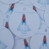 Etiqueta Redonda Comunión Niña Lazo Azul | Pegatina Personalizada