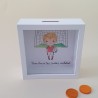 Hucha de Madera Blanca Fútbol Niño Rubio | Regalos Infantiles