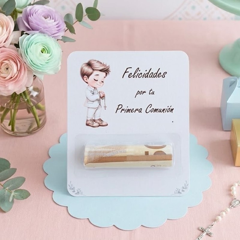 Tarjeta Regalo con Blíster para Dinero Niño Comunión | Detalles Originales
