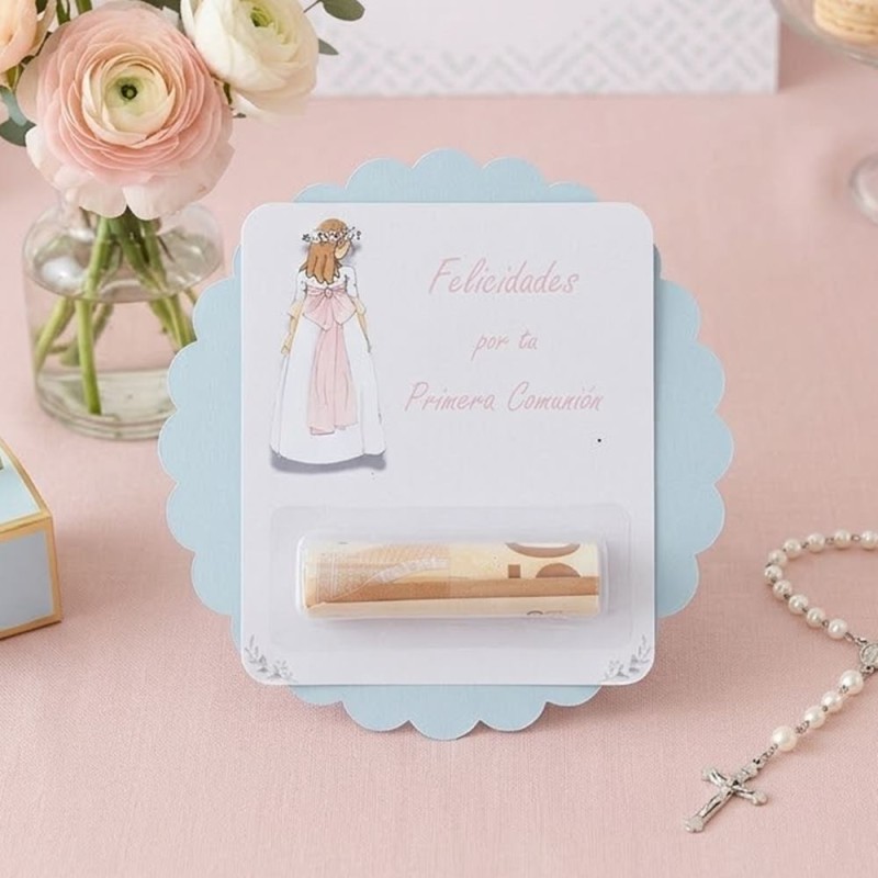 Tarjeta Regalo con Blíster para Dinero Niña Comunión | Detalles Originales