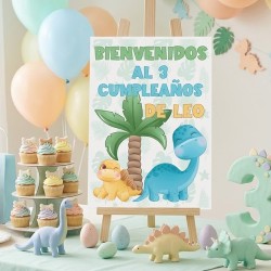 Letrero A4 Bienvenidos Dinosaurio | Carteles de Bienvenida Infantiles