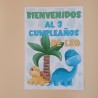 Letrero A4 Bienvenidos Dinosaurio | Carteles de Bienvenida Infantiles
