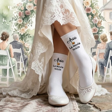 Calcetines Blancos Corona Princesa Super Mario | Regalos de Boda Originales