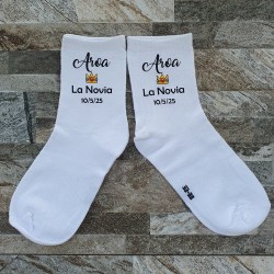 Calcetines Blancos Corona Princesa Super Mario | Regalos de Boda Originales