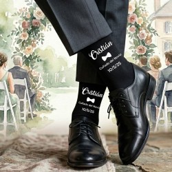 Calcetines Negros Pajarita Novio y Padrino | Regalos de Boda Originales
