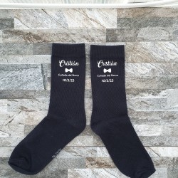 Calcetines Negros Pajarita Novio y Padrino | Regalos de Boda Originales