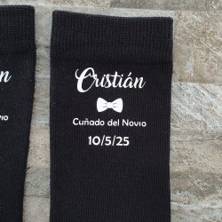 Calcetines Negros Pajarita Novio y Padrino | Regalos de Boda Originales