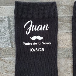 Calcetines Negros Bigote Novio y Testigos | Regalos de Boda Originales