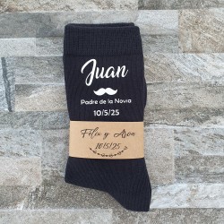 Calcetines Negros Bigote Novio y Testigos | Regalos de Boda Originales