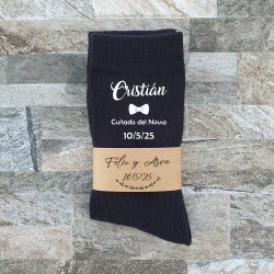 Calcetines Negros Pajarita Novio y Padrino | Regalos de Boda Originales