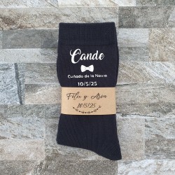 Calcetines Negros Pajarita Novio y Padrino | Regalos de Boda Originales