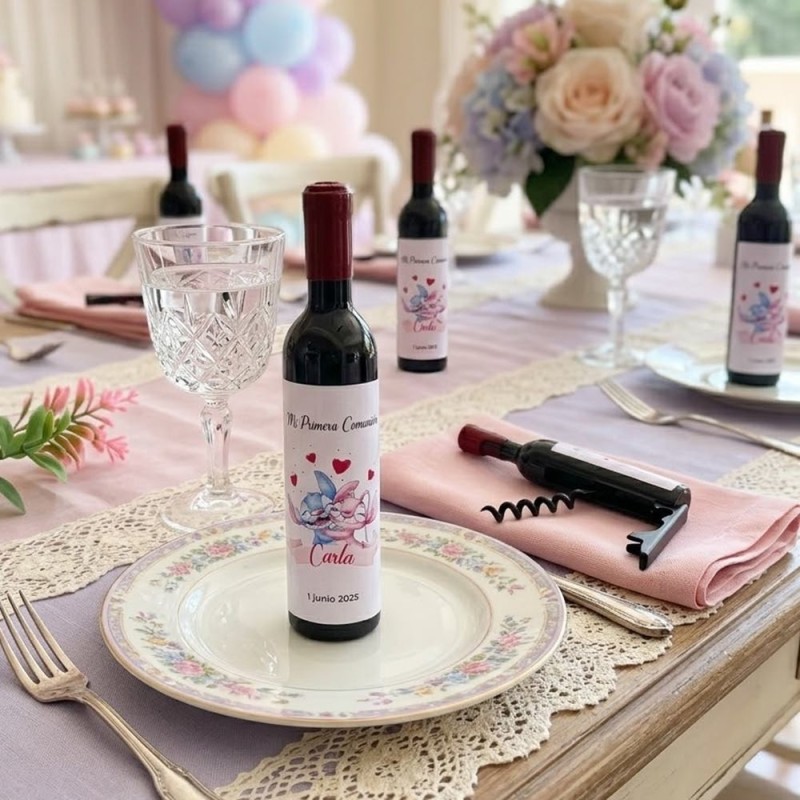 Sacacorchos Botella Vino Stitch y Ángel Disney | Detalles de Boda y Eventos