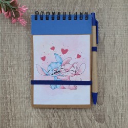 Cuaderno A6 con Bolígrafo Stitch y Ángel Disney | Papelería Creativa