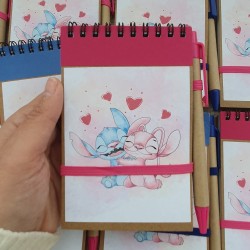 Cuaderno A6 con Bolígrafo Stitch y Ángel Disney | Papelería Creativa