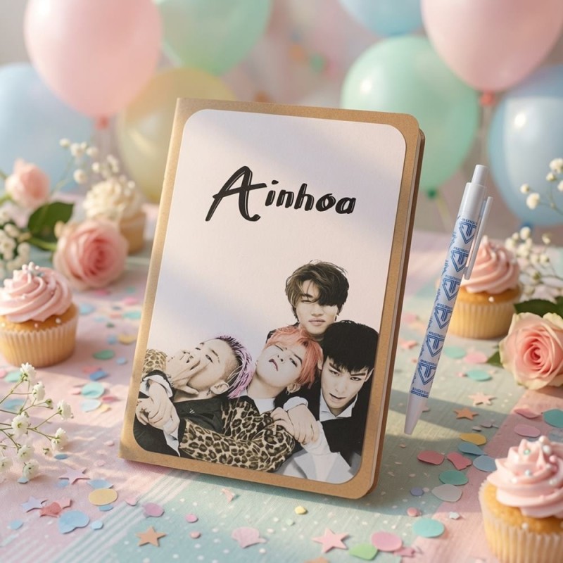 Cuaderno A5 Kraft con Bolígrafo Big Bang K-Pop | Papelería de Música