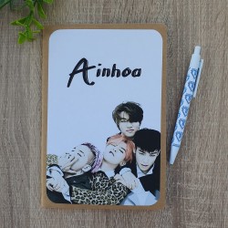 Cuaderno A5 Kraft con Bolígrafo Big Bang K-Pop | Papelería de Música