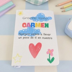 Cuaderno Blanco Gracias Seño Personalizado | Regalos Fin de Curso
