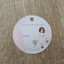 Etiqueta Redonda Niña con Perro | Pegatina Personalizada Mascotas