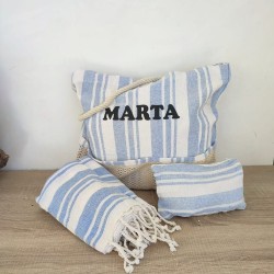 Set Algodón Rayas Personalizado Profe | Bolsa, Neceser y Pareo