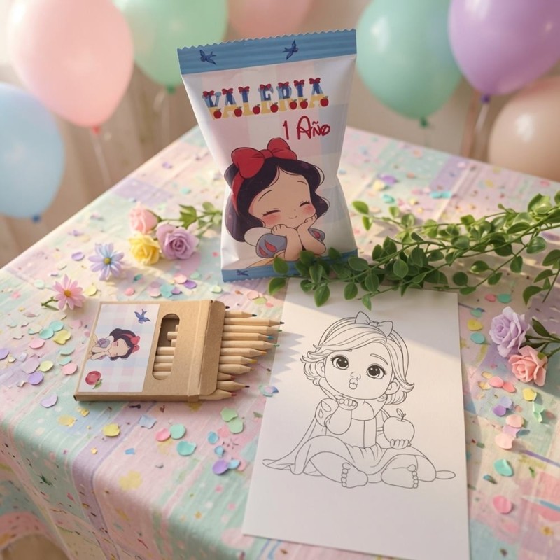 Pack Regalo Divertido Blancanieves | Lámina, Colores y Gusanitos