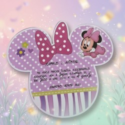 Invitación Cabeza de Minnie Mouse Personalizada | Cumpleaños Infantiles