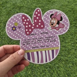 Invitación Cabeza de Minnie Mouse Personalizada | Cumpleaños Infantiles