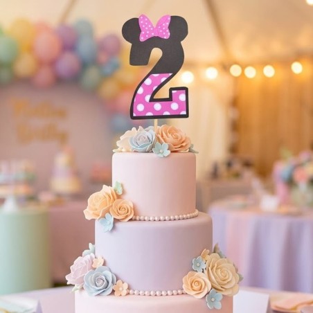 MiniCake Topper Número Minnie Mouse | Decoración Tartas Infantiles