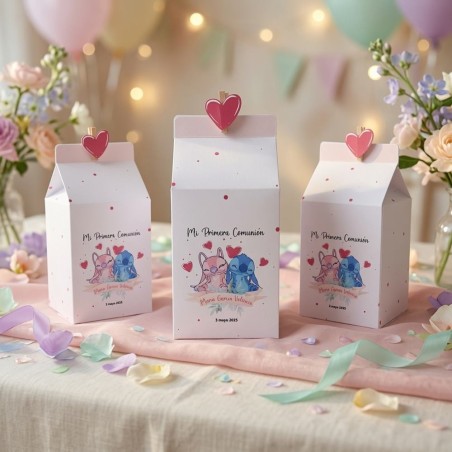Caja Lechera Stitch y Ángel Disney | Cajitas Dulceras Personalizadas