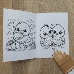 Libro de Colorear para Bodas A6 + Caja de Colores | Detalle Infantil Elegante