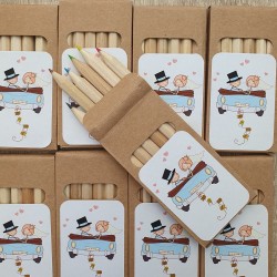 Caja Lápices de Madera Recién Casados | Detalles de Boda Personalizados
