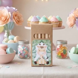 Caja Lápices de Madera Jirafa Selva | Detalles para Cumpleaños