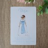 Recordatorio Sencillo Comunión Niña Lazo Celeste | Papelería Elegante