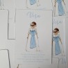 Recordatorio Sencillo Comunión Niña Lazo Celeste | Papelería Elegante