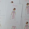 Recordatorio Sencillo Comunión Niña Lazo Rosa | Papelería Elegante