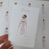 Recordatorio Sencillo Comunión Niña Lazo Rosa | Papelería Elegante