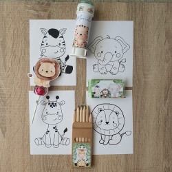 Láminas para colorear temática selva ideal para comuniones o cumpleaños