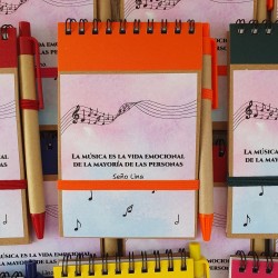 Cuaderno A6 con Bolígrafo Notas Musicales | Regalos Personalizados