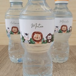 Etiqueta Botella de Agua Animales de la Selva | Papelería Cumpleaños